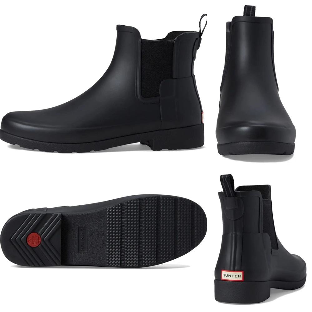 Hunter Women's Black Refined Chelsea Rain Boots size 7 NWOT